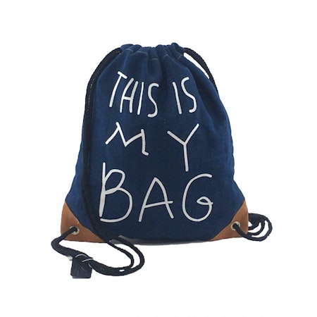 Gympapåse i Denim med texten 'THIS IS MY BAG'