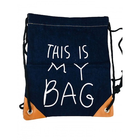 Gympapåse i Denim med texten 'THIS IS MY BAG'