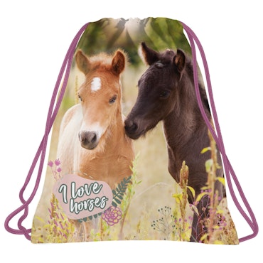 Hästgympapåse med 'I Love Horses' Text