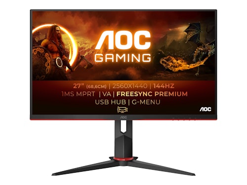 AOC Gaming Q27G2U BK 27 2560 x 1440 HDMI DisplayPort 144Hz Pivot Monitor