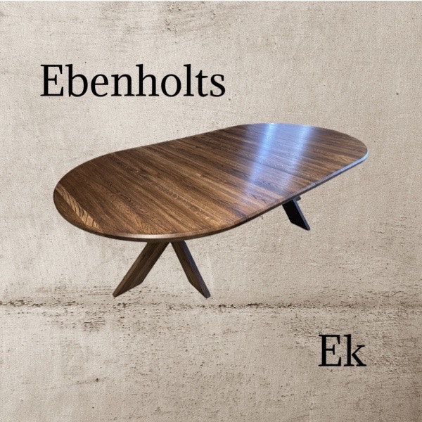 "Ebenholts" runt 100-160 matbord i ek med 1-3 illäggsskivor