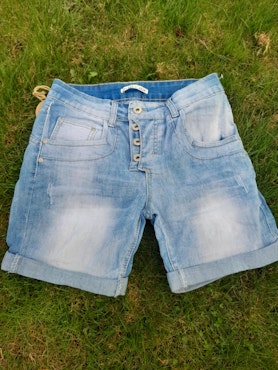 Place du Jour denim shorts - vintage look med knappedetaljer