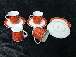 Blommiga koppar och fat Bavaria Retro 4 st