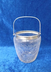 Ishink med silver handtag krackelerat glas retro