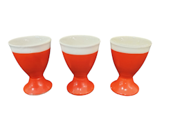 Fina retro äggkoppar 3 st vit/orange