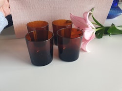 4 st mörkbruna glas Verres vintage France