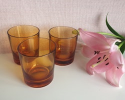 3 st ljusbruna glas Verres vintage France