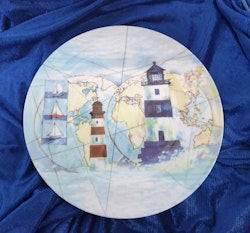 Melamine tallrikar 6 st med fint havsmotiv med en fyr