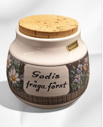 Tällberg keramik Burk med lock "Godis fråga först"