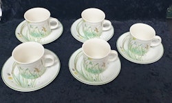 Royal Tudor England "springtime" Kaffekoppar med fat 5 st