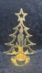 Mässings ljusstake julgran, värmeljus