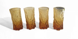 Bärnstensfärgade höga glas 4 st retro