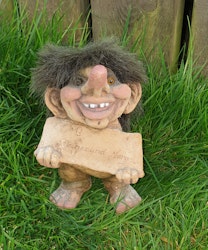 Norge troll. Troll med skylt.