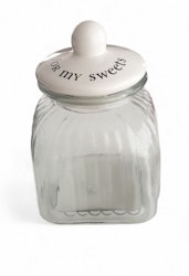Glasburk med porslins lock Text "for my sweet"