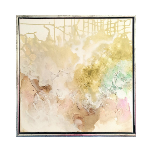 Abstrakt maleri 50x50 m sølvramme