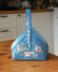 Servetthållare spånkorg - Blå med blommor