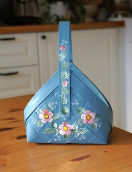 Servetthållare spånkorg - Blå med blommor