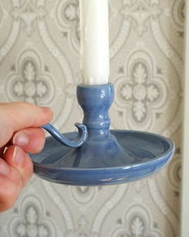 Blå Ljusstake Keramik