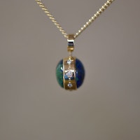 Guldhänge med diamanter och malakit+lapis lazuli