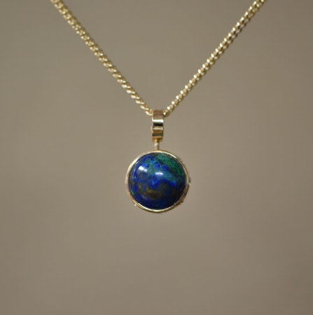 Guldhänge med diamanter och malakit+lapis lazuli