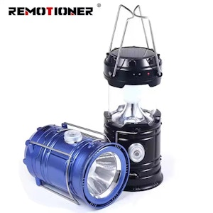 Solcellsdriven Campinglampa med Ficklampa