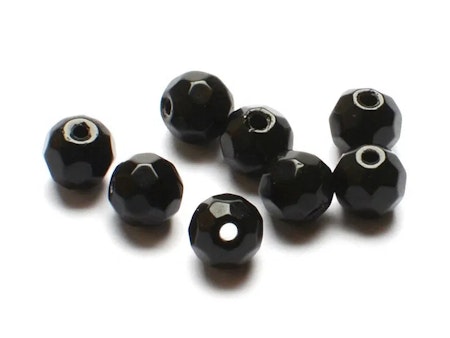 Glass Beads Faceted Black Darts