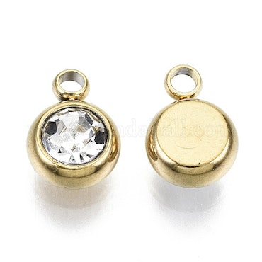 Berlock glas Diamant. 8x6mm 1 st Guld eller silver