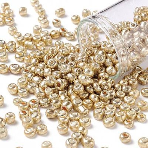 Seed bead ljus guld4mm 25gram