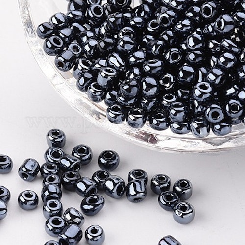 Seed beads svart lyster 4mm 25gram