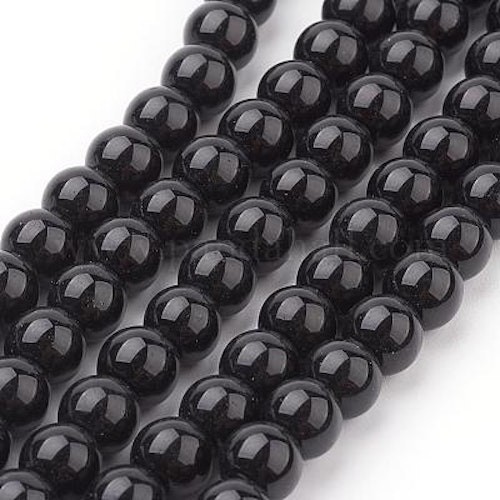 Svart glaspärla 6mm
