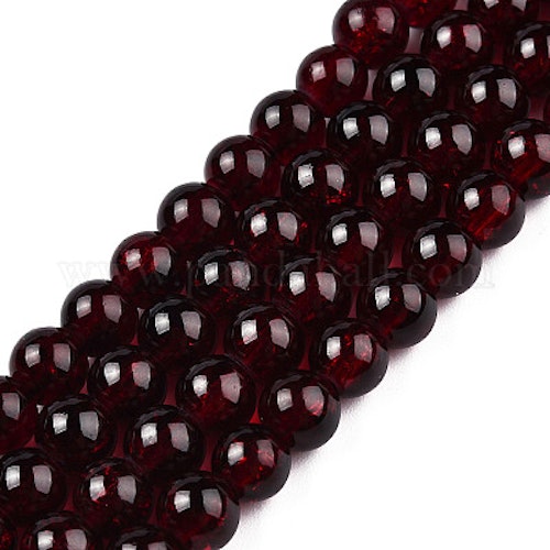 Vinröd glaspärla 6mm