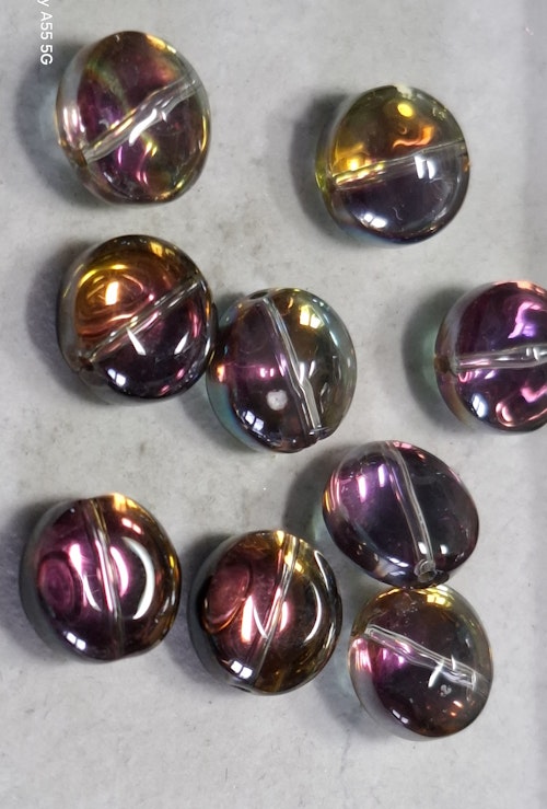 Rund platt glaspärla 10x3mm 5st