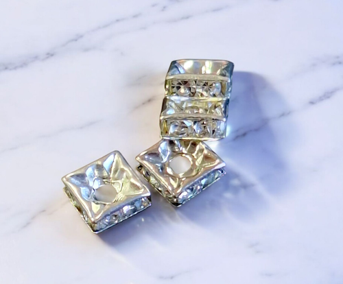Strass silver 4-kant 6x6mm 10st