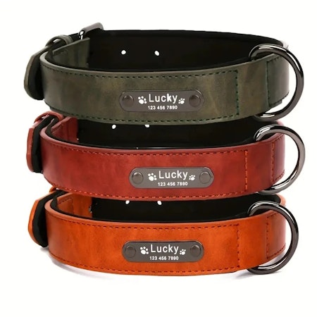 Läderhalsband Brun L