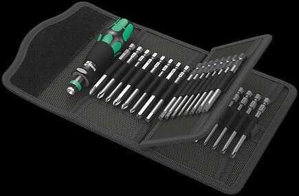 WERA Kraftform Kompakt 62 Pouch with 89 mm bits 816 R 1 x 1/4"x119;857/4 Z Spanner 1 x 4x89; 1 x 6x8