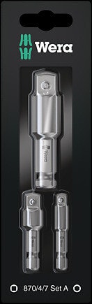 WERA 870/4/7 Set A SB Adaptor-set 870/4 1 x 1/4"x50; 1 x 3/8"x50;870/7 1 x 1/2"x75;