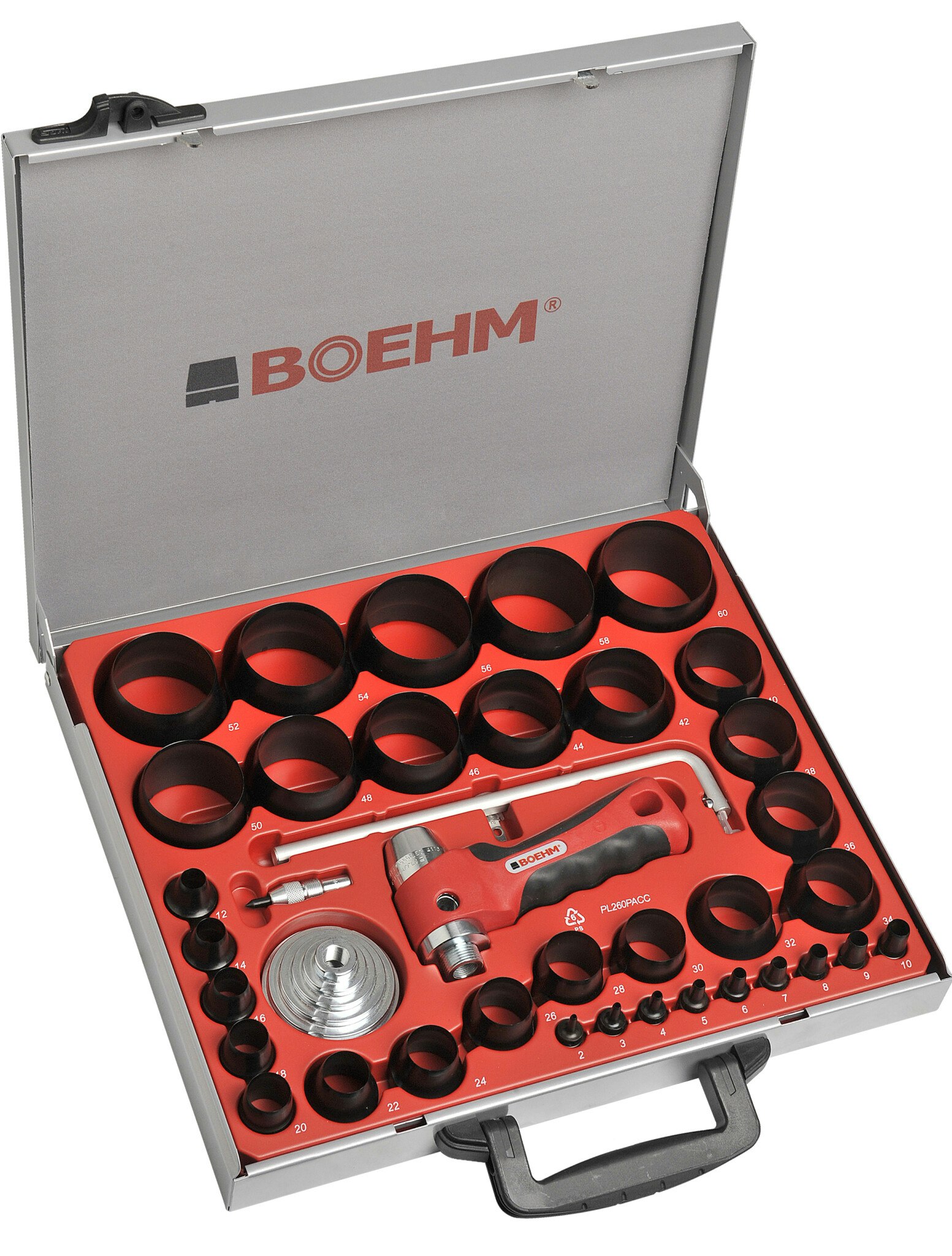 BOEHM Hålstansset 2-50mm inkl. centrumspets