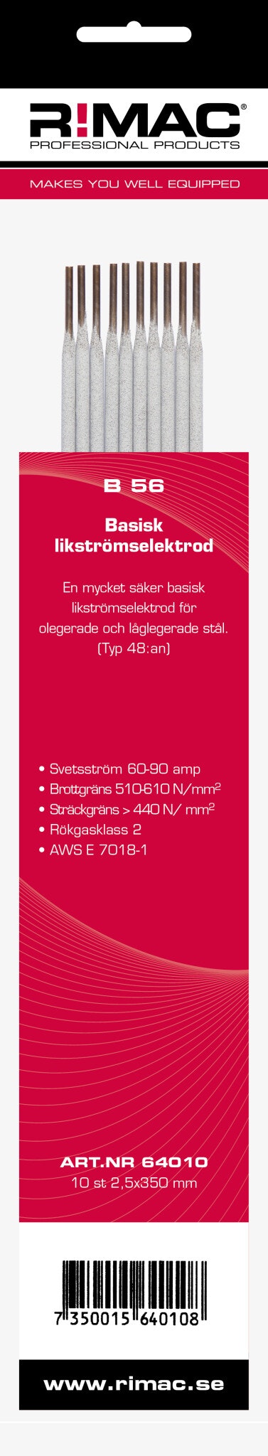 RIMAC SB-pac Svetselektrod 7018 B56-2,5x10st basisk