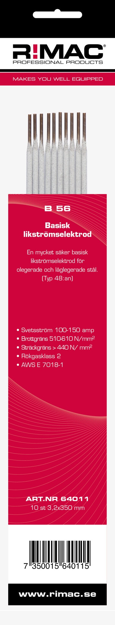 RIMAC SB-pac Svetselektrod 7018 B56-3,2x10st basisk