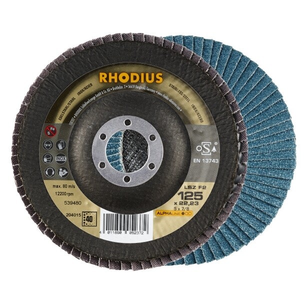 RHODIUS LSZF2 Lamellslipskiva 125x22,23 K40 ALPHA (10/förp)