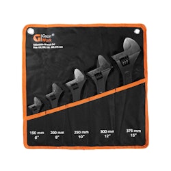Adjustable Wrench Set 5 st 6,8,10,12,15"