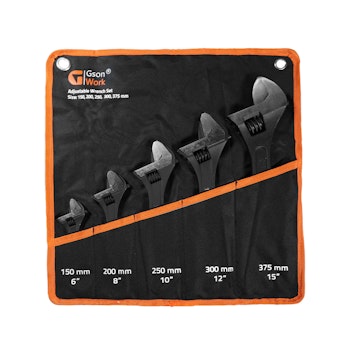 Adjustable Wrench Set 5 st 6,8,10,12,15"