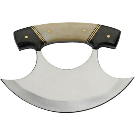 Ulu kniv i exklusivt utförande med Ben och horn handtag.