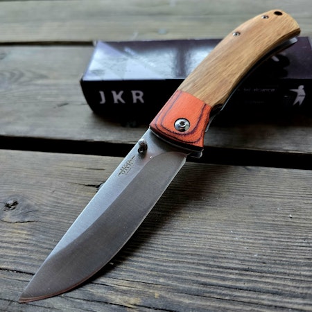 EDC Fällkniv med Zebrano trä och pakkawood