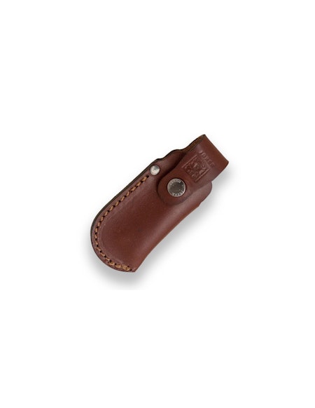 Joker Terrier Fällkniv oliv wood med brun slida av läder.