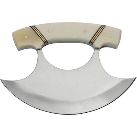 Stor Ulu kniv med hög skärpa och handtag av äkta djurben