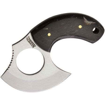 Kraftfull Ulu med handtag av svart djurhorn