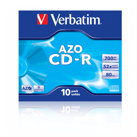 Verbatim Cd-r AZO 52x Crystal overflate 10 stk i jewelcase