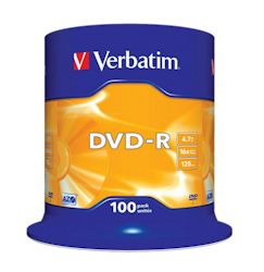 Verbatim 16x DVD-R 4,7GB logo 100 stk
