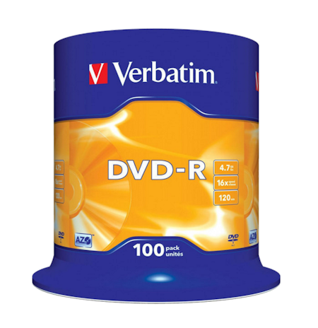 Verbatim 16x DVD-R 4,7GB logo 100 stk